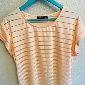 APT. 9 Peach Blouse with See-Through Stripes Size XL